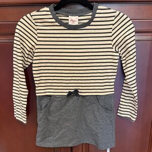 Girls Kids long sleeve cotton Striped Black and Cream Long Sleeve Top blouse
